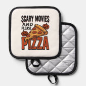 ホラー・ピザTシャツ 怖い映画好きのためのハロウィンギフト_1 鍋敷き (正面/裏面)