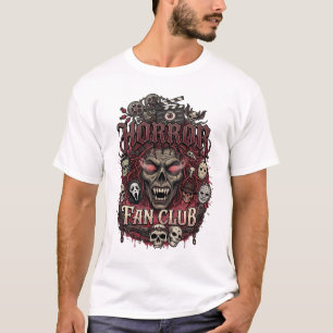 ホラー・ファン・クラブ・ハロウィン悪魔の顔ドクロ映画R Tシャツ