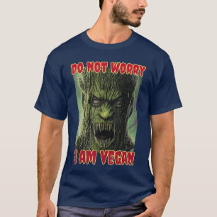 ホラー モンスター レトロ映画 心配するな ヴィーガンです Tシャツ
