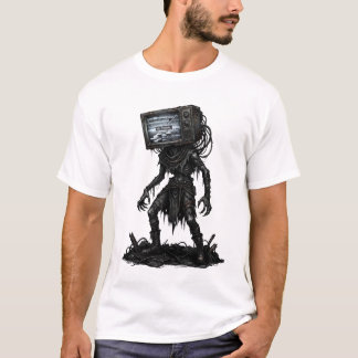 ホラーTVヘッドモンスター ダークグリッチ アポカリプス アートワーク Tシャツ