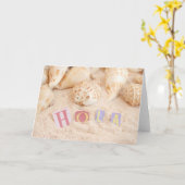 ホラ、砂浜のスペインのビーチで カード (黄色い花)