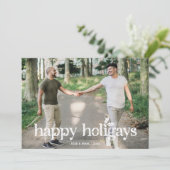 ホリおもしろいータイポグラフィHappy Holigays写真 シーズンカード (スタンド正面)