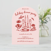 ホリお洒落ガーリーディナーパーティーアーチ型クリスマス 招待状 (スタンド正面)