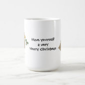 ホリお洒落ーの小枝を持つ鳥 コーヒーマグカップ (中央)