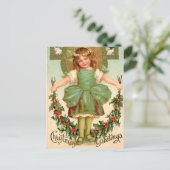 ホリかわいらしーの女の子 – ヴィンテージクリスマス シーズンポストカード (スタンド正面)