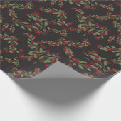 ホリすてきー・グリーン葉ズ・オン・ブラック ラッピングペーパー (角)
