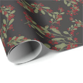 ホリすてきー・グリーン葉ズ・オン・ブラック ラッピングペーパー (ロールコーナー)