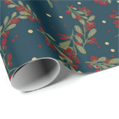 ホリすてきー・グリーン葉ズ・オン・ブルー ラッピングペーパー (ロールコーナー)