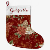 ホリエレガントディポインセティアレッド ラージクリスマスストッキング (正面)