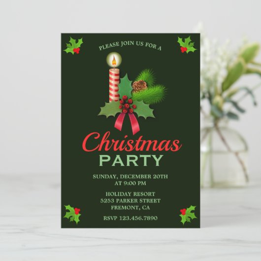 ホリエレガントーとキャンドル | クリスマスパーティー招待状 招待状 (スタンド正面)