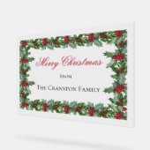 ホリエレガントーとベリーのフレームのクリスマスグリーティング アクリルサイン (傾斜)