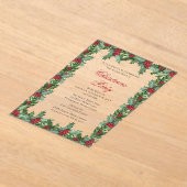 ホリエレガントーとベリーのフレームのクリスマスパーティー アクリル招待状 (レイダウン)