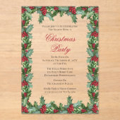 ホリエレガントーとベリーのフレームのクリスマスパーティー アクリル招待状 (正面)