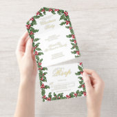 ホリエレガントーとベリーのフレームのクリスマスパーティー オールインワン招待状 (切り取り部)