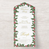 ホリエレガントーとベリーのフレームのクリスマスパーティー オールインワン招待状 (内側)