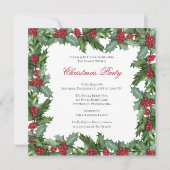 ホリエレガントーとベリーのフレームのクリスマスパーティー 招待状 (正面)
