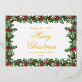 ホリエレガントーとベリーのフレームクリスマス 箔シーズンカード (正面)