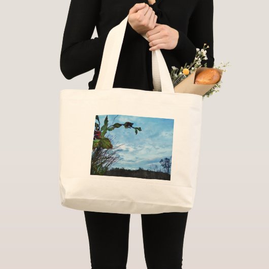 ホリエレガントーのクリスマス、青空 ラージトートバッグ (正面(商品))