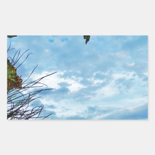 ホリエレガントーのクリスマス、青空 長方形シール (正面)