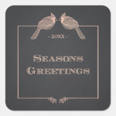 ホリエレガントーフェイクバラ金ゴールド深紅色 スクエアシール (正面)