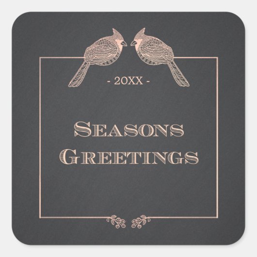 ホリエレガントーフェイクバラ金ゴールド深紅色 スクエアシール (正面)