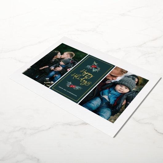 ホリエレガントー絵を描2枚フォトハッピーホリデー 箔シーズンカード (回転した状態)