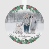 ホリエレガントー緑2写真メリークリスマス オーナメント (裏面)