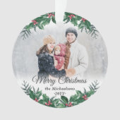 ホリエレガントー緑2写真メリークリスマス オーナメント (正面)
