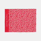 ホリエレガントー赤と白ベリーパーソナライズされた フリースブランケット (正面(横))