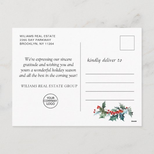 ホリエレガントー鹿のクリスマス挨拶企業の文 シーズンポストカード (裏面)