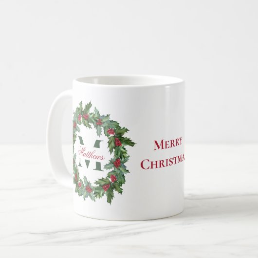 ホリエレガントー&ベリーリースメリークリスマス コーヒーマグカップ (正面左)