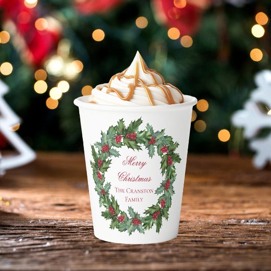 ホリエレガントー&ベリーリースメリークリスマス 紙コップ