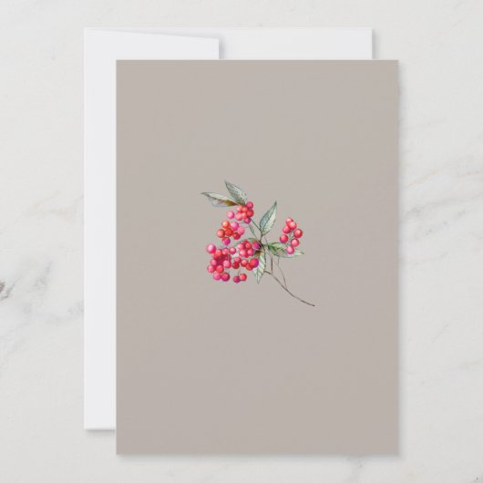 ホリエレガントー&ベリー植物冬誕生日 招待状 (裏面)