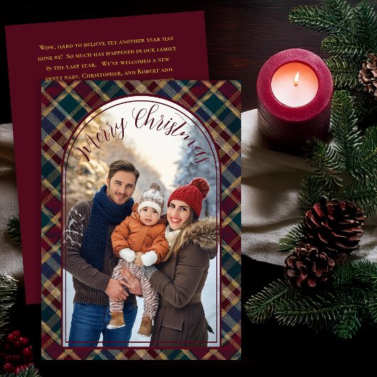 ホリエレガントー・ベリー・プレイド・クリスマス・フォト・レター シーズンカード