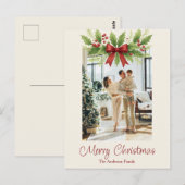 ホリエレガントー&レッドボウクリスマスポストカード ポストカード (正面/裏面)
