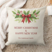 ホリエレガントー&レッドボウクリスマス –  クッション (ブランケット)