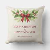 ホリエレガントー&レッドボウクリスマス –  クッション (正面)