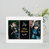 ホリエレガント絵を描ー2枚の写真メリークリスマス 箔シーズンカード (立ち正面)