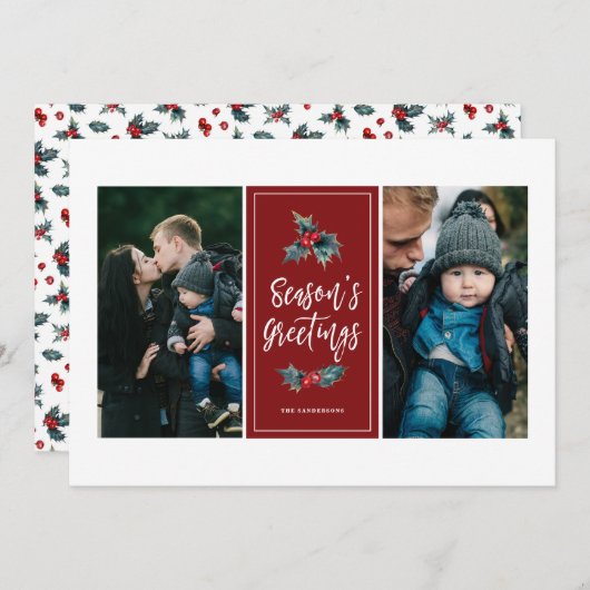 ホリエレガント絵を描ー |あいさつ文（赤） 2枚の写真 シーズンカード (正面/裏面)