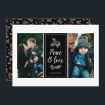 ホリエレガント絵を描ー | Peace Love Black 2枚の写真 シーズンカード<br><div class="desc">2つの写真テンプレートとスタイリッシュカラーブロックセンター(黒で表示 – 色が望みカスタマイズまもしす)を備えたカード。デザイン要モダン素は読タイポグラフィの「平和と愛」と2つのホリーの果実とのアレンジを含ん離れである。カードの裏には、黒い背景にホリーベリーパターンが付いている。デザインや製品に関するお問い合わせ連絡はorabellaprints@outlook.comまで(Tracey)までお願い。</div>