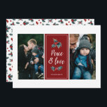 ホリエレガント絵を描ー | Peace Love Red Twoの写真 シーズンカード<br><div class="desc">2つの写真テンプレートとスタイリッシュカラーブロックセンター(深い赤で表示 – 色は望まカスタマイズしいでもし)を備えた、これらのカードで愛を送る。デザイン要モダン素は読タイポグラフィの「平和と愛」と2つのホリーの果実とのアレンジを含ん離れである。カードの背面には、白い背景の上にホリーベリーパターンが含まれている。デザインや製品に関するお問い合わせ連絡はorabellaprints@outlook.comまで(Tracey)までお願い。</div>