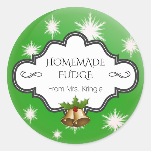 ホリカスタムデイベーキンググリーンスノーフレークスホリーベルズ ラウンドシール (正面)