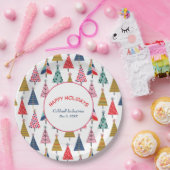 ホリカラフルティモダンツリーズパターン紙プレート ペーパープレート (パーティー)