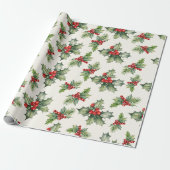 ホリクラシックーとベリーのクリスマスラッピング紙 ラッピングペーパー (アンロールド)
