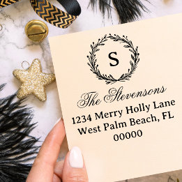 ホリクラシックーリースモノグラムヴィンテージクリスマス セルフインキングスタンプ