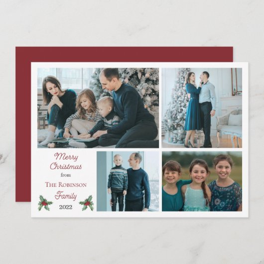 ホリシンプルーベリーメリークリスマス4写真 シーズンカード (正面/裏面)