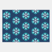 ホリシンプルーモダンデーターコイズホワイトスノーフレーク ラッピングペーパーシート (正面3)