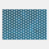 ホリシンプルーモダンデーターコイズホワイトスノーフレーク ラッピングペーパーシート (正面2)