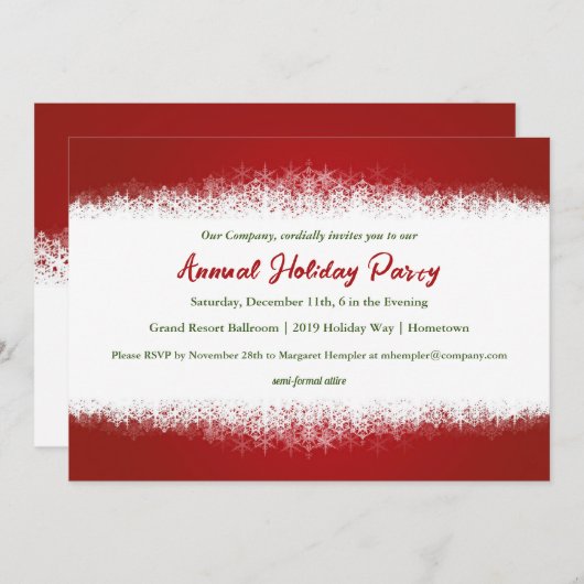 ホリスタイリッシュ赤と白ディパーティー招待状 招待状 (正面/裏面)