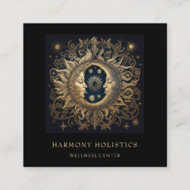 ホリスティックシアルサンムーン金ゴールドブラック スクエア名刺